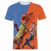 2026 Kids' Loose Fit Crew Neck T-Shirt Summer Disney 'Zootopia' 3D Print Boys' Short Sleeve Cartoon Anime Top