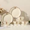 SAMLNG·DY 10-Piece Mocha Cream Ceramic Dinnerware Set
