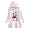 Kpop Demon Hunter Girl Cartoon Rainbow Ruffle Dress – Long Sleeve Hooded Princess Dress for Spring/Autumn