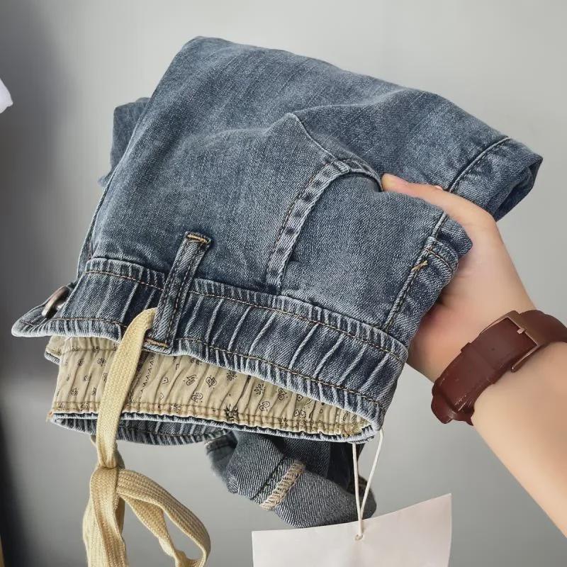 Blugi harem pentru bărbați, la modă, cu talie elastică, pentru primăvară și vară