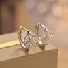 Silver Needle Geometric Heart Hoop Earrings - Retro & High-End Style for a Bold Look