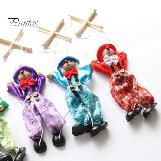 Boys Hand Puppetry Marionette Clown Puppet Toy Pull Rope Wooden Doll Interactive Girls Kids Pirate Birthday Christmas Gifts
