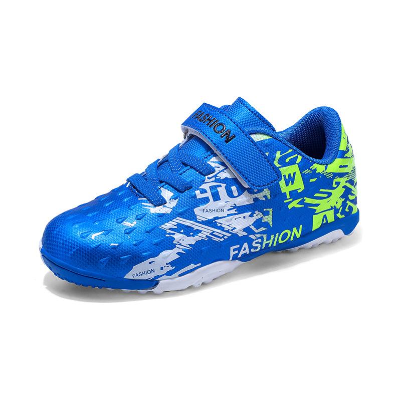 

189 Children s Football Shoes Leather Velcro Elementary School Boys Girls TF Broken Nail Flat Training Sports 36