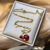 1PC Champagne Crystal Gourd Pendant Gold Plated Copper Necklace Stainless Steel Chain for Women Girl Vacation Party Jewelry Gift