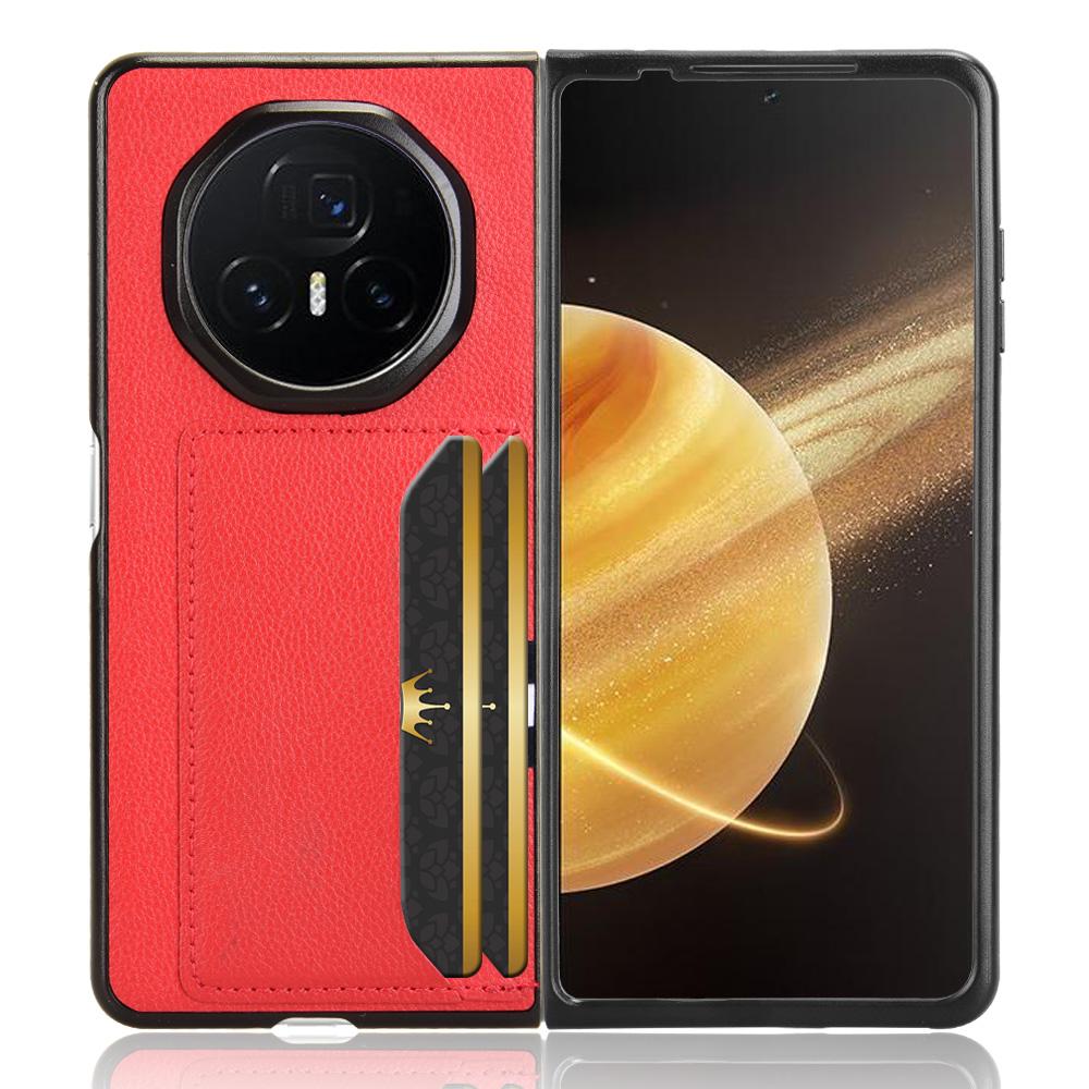 Für Honor Magic V3 5G Hülle Kartenhalter Litschi-Textur Leder+PC Falthandy-Hülle