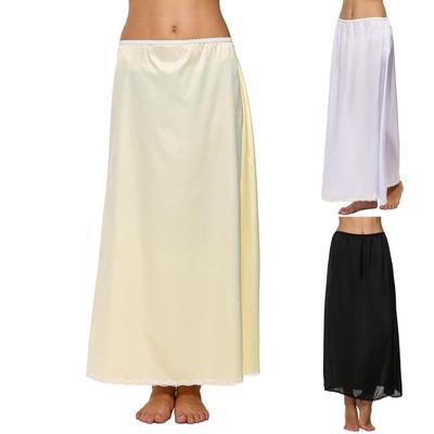 Women's Fashion Long Skirt Black White Beige  Long Skirt Lace Nightdress Skirt
