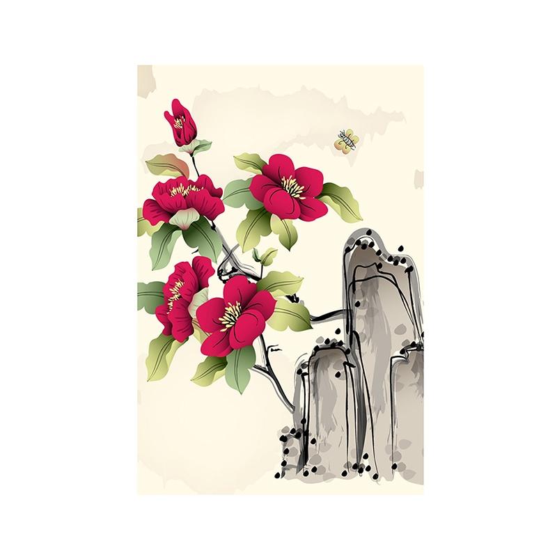 3-formaat canvas inkt schilderij bloemendecoratie poster zonder lijst voor thuis woonkamer muurkunst decor achtergrond