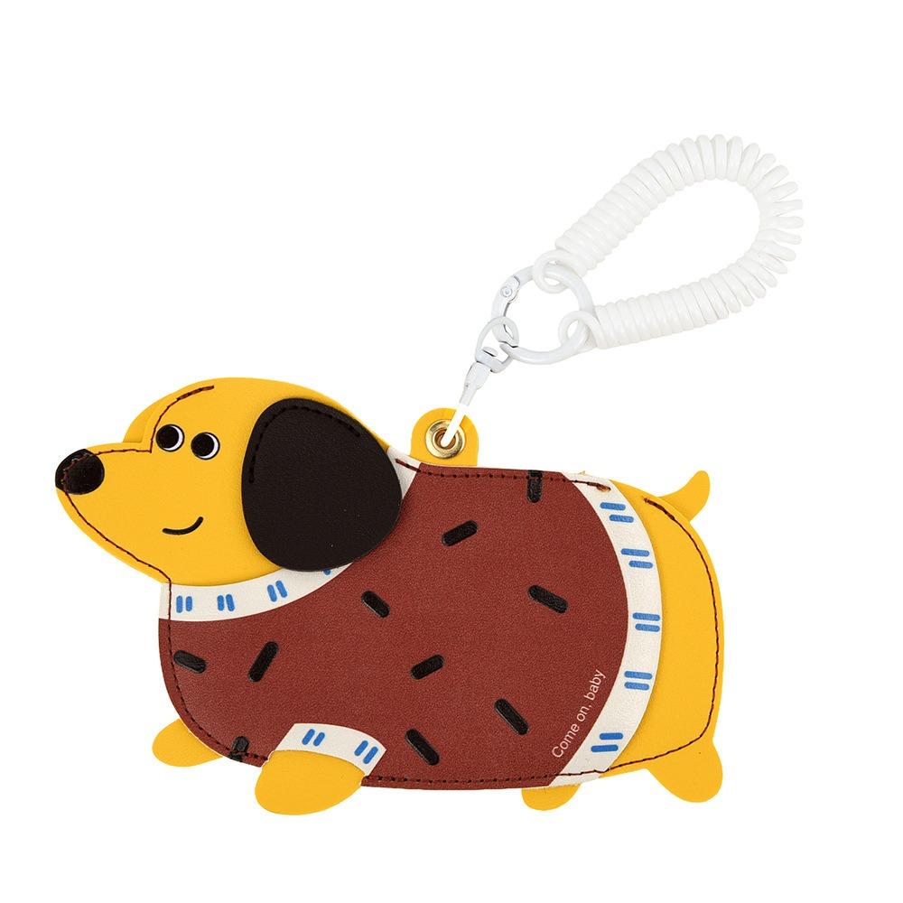 PU Leather Leather Dog Pendant Multifunction Cartoon Keychain Fashion Card Case  Male/Famale