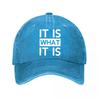 It Is What It Is Black Casual Snapback Hat  New Vintage Washed Cotton Baseball Cap Parent Kids Sun Hats