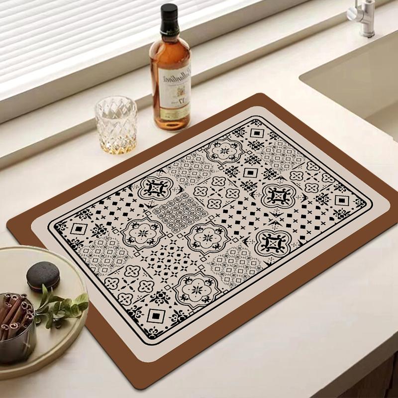 Dish Drain Mat Kitchen Mat Coffee Maker Carpet Mat for Drying Dishes Small Kitchen Carpet Decorative Kitchen Rug Home Decor