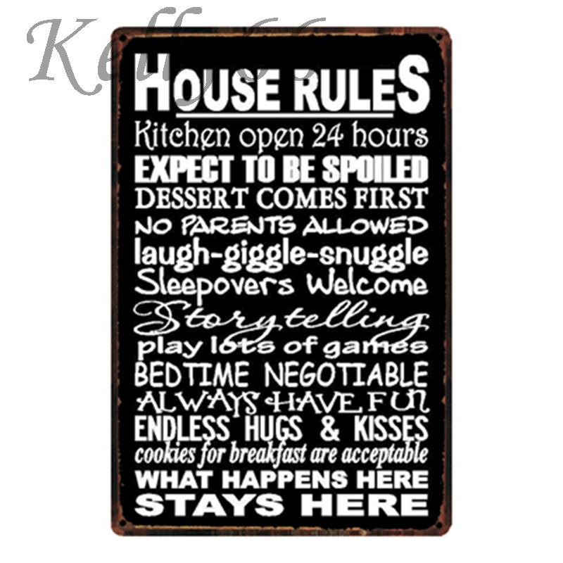 

[ Kelly66 ] House Rules Metal Sign Tin Poster Home Decor Bar Wall Art Painting 20*30 CM Size y-1943
