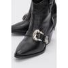 Women's Genuine Leather Thick Heeled Western Style Casual Boots