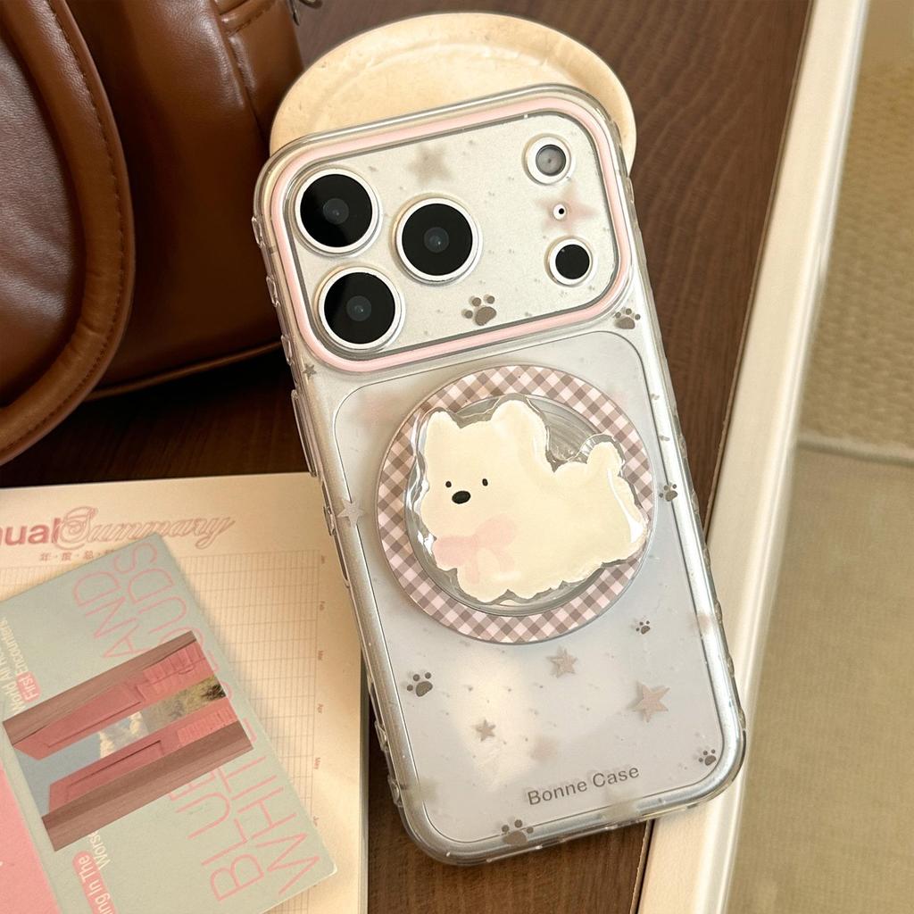 Cute White Puppy Magnetic Phone Case for iPhone 16, iPhone 17, and iPhone 17 Pro Max