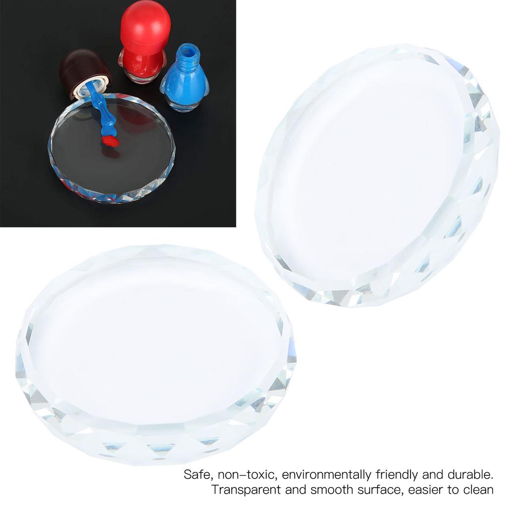 2PCS Nail Art Palettes Color Mixing Toning Glass False Eyelash Glue Hold Makeup Pallet