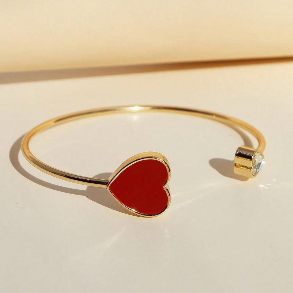 Bracelet Femme Simple Cœur Ouvert avec Taille Réglable, Convient pour le Port Quotidien et les Vacances