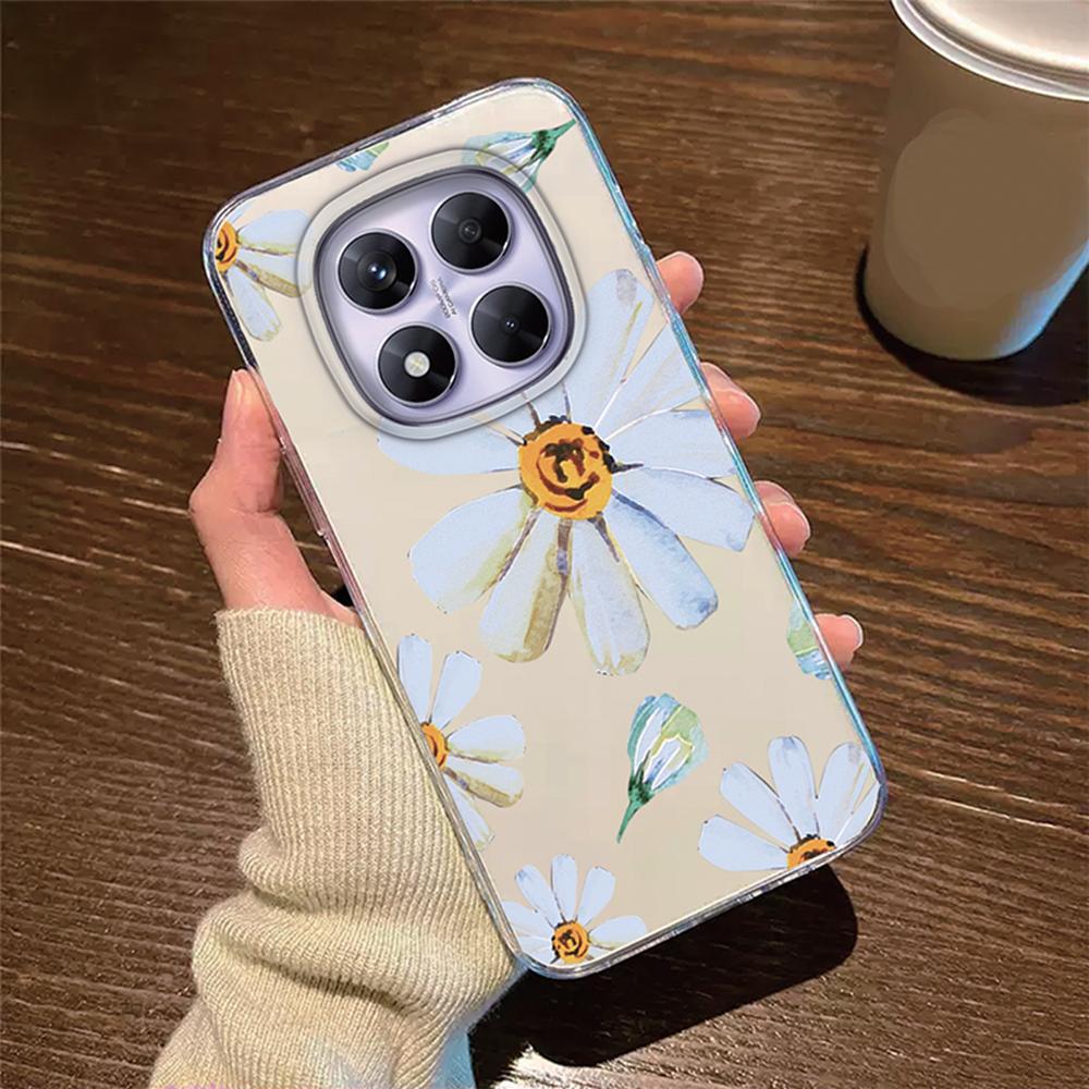 Romantic Lace Pattern Phone Case For Xiaomi Redmi Note 14 Pro 14C 6.88" Transparent Clear Shockproof Flower oil Painting Cover