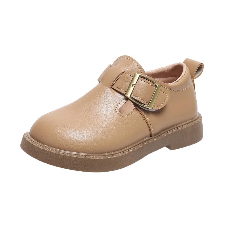 

Корейские ретро туфли для девочек из кожи в британском стиле, детские туфли принцессы с мягкой подошвой, нескользящие туфли 35 inner length 21.2cm хаки