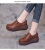 Middle heel wedge deep mouth single shoes women's autumn 2025 new round head comfortable thick sole waterproof table large size work leather shoes