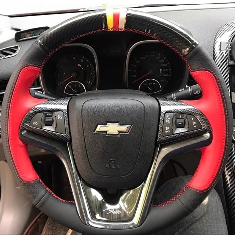 

Ручная строчка Черно-красная Кожаная Накладка на Руль Автомобиля Для Chevrolet Malibu Volt Camaro 2011-2015 Aveo 2016-2018 1
