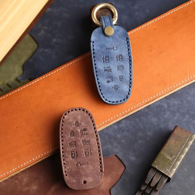 Suitable for New Modern Car Key Cover Handmade Leather High-end Car Key Bag Shell Ring