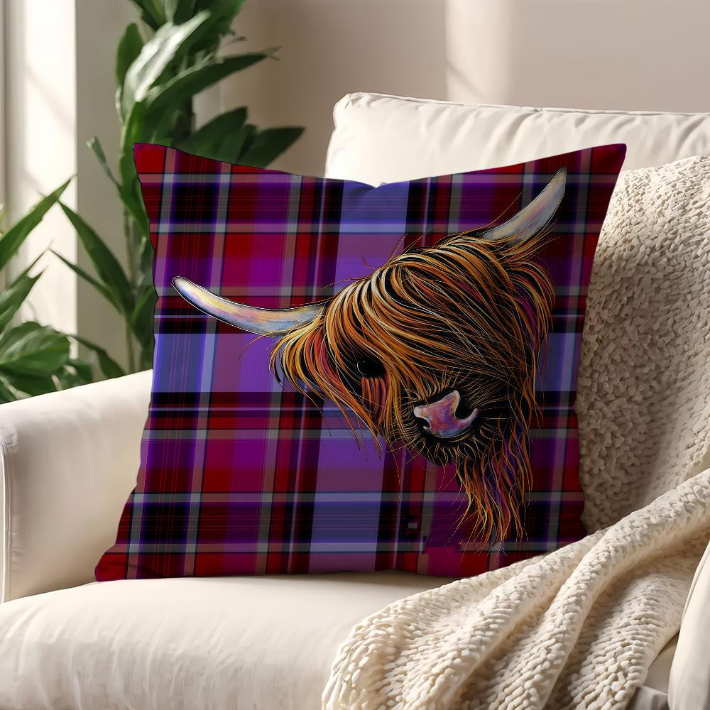 Funny Highland Cow cushion cover Pillow Cover Decoration Room Home Sofa living Office Car Nordic Simplicity