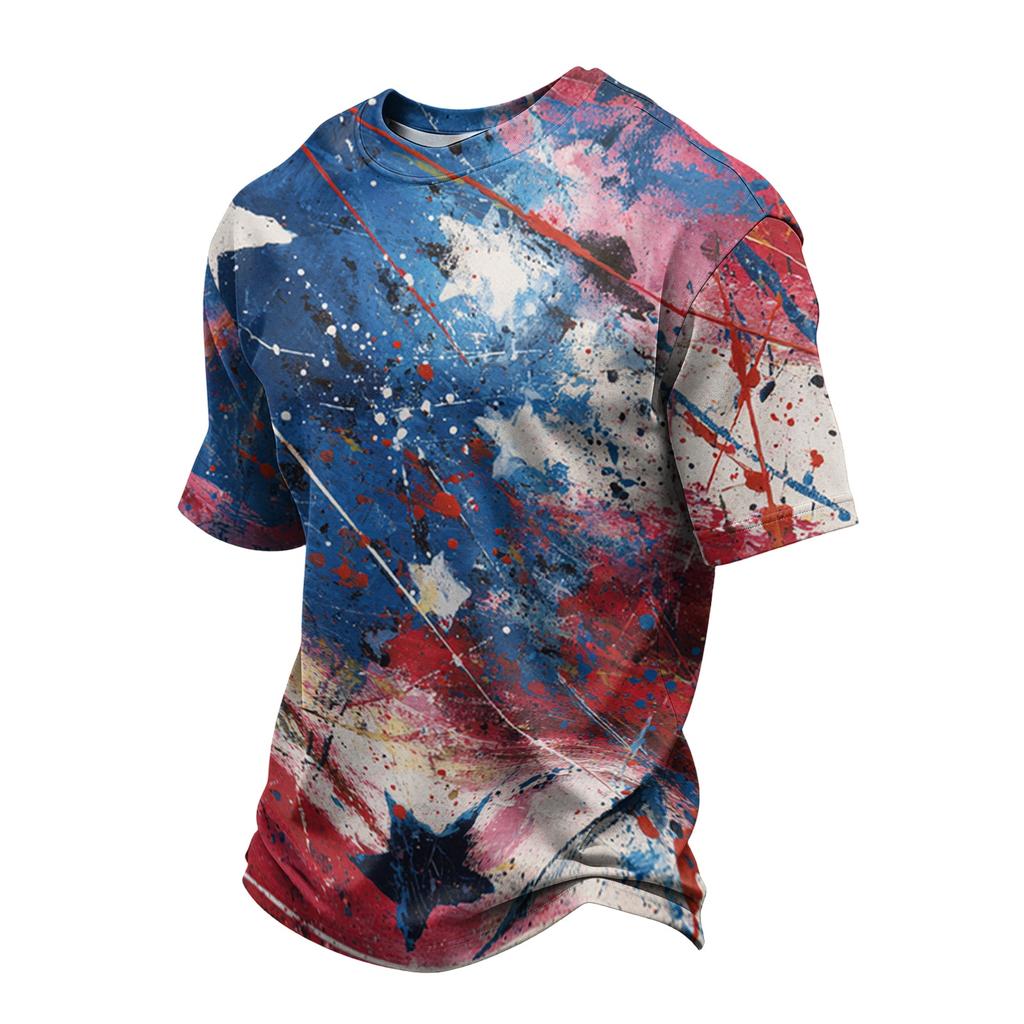 Mens Graphic T-shirts 250th Anniversary Usa Shirt Mens Hawaiian Shirt Patriotic Shirts for Men Short Sleeve Crewneck Mesh Breathable