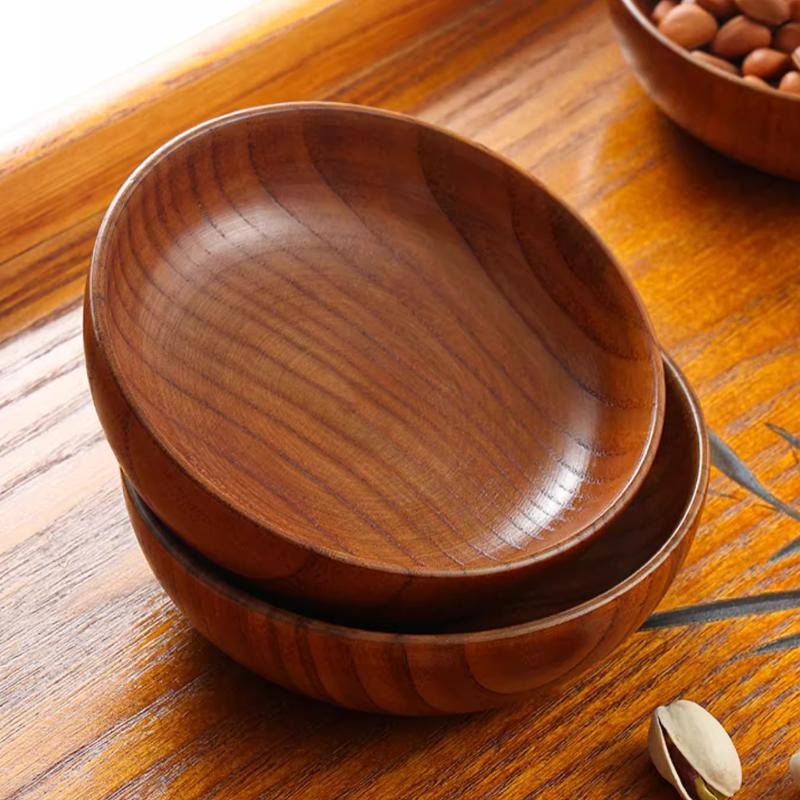 Wooden Dipping Saucer Solid Wood Round Butter Dish Cheese Plate Dessert Snack Plate Coasters Kitchen Tableware Accessories