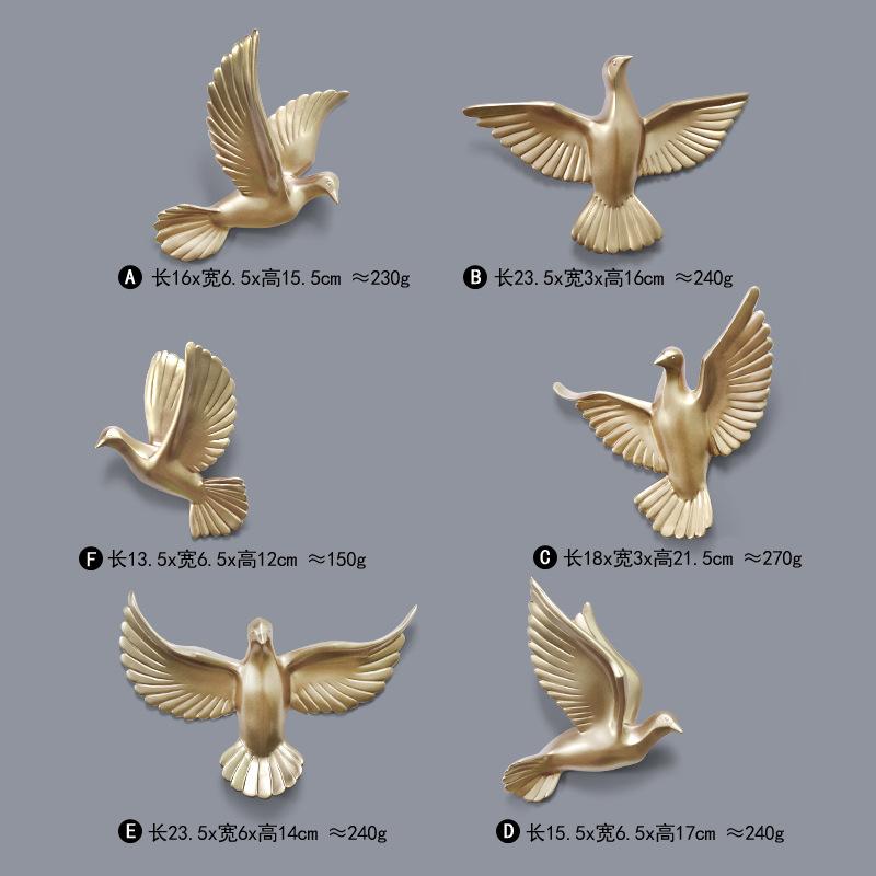 6pcs/set Resin Flying Birds Figurines Wall Hanging Simulation Pigeon Sculptures Sparrow Ornaments Handicraft Home Decoration