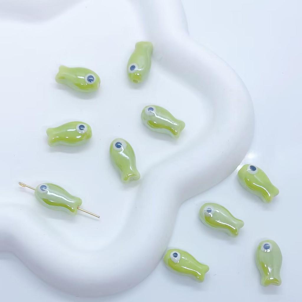 Hand-Painted Small Fish Eye Ceramic Beads for DIY Necklaces & Bracelets