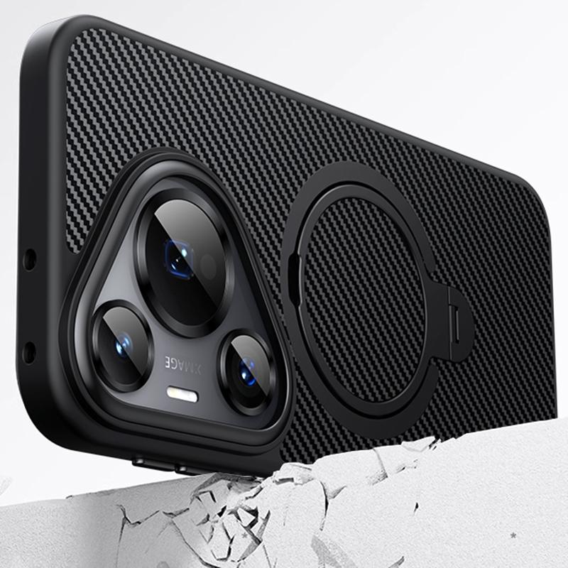 For Huawei Pura 70 Magnetic Case Carbon Fiber Texture PC+TPU Kickstand Phone Cover