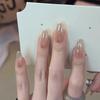 Press On Nails Medium Stiletto Glitter Fake Nails Press Ons with Design Reusable Acrylic False Nail Full Cover Glue On Nail Stick On Nail for Women
