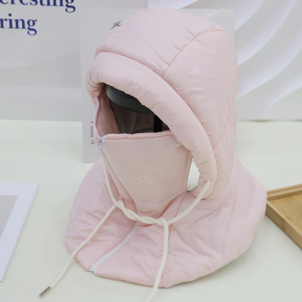 Down cotton Lei Feng hat female winter cycling electric vehicle warm mask scarf integrated outdoor windproof headgear ear protection hat