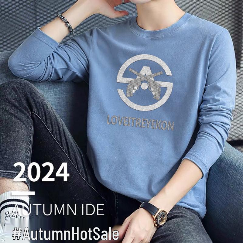 240g Double-Sided Liquid Ammonia Cotton Long Sleeve Unisex T-Shirt - New Solid Color Casual Base Layer for Autumn/Winter 2024