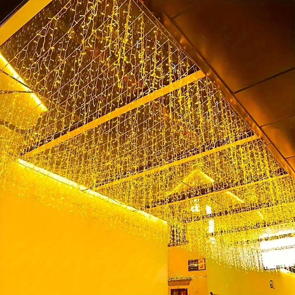 96LEDS Solar Curtain Icicle Light Outdoor Eaves Decor String Lights Garlands Garden Party Yard Christmas Decoration Holiday