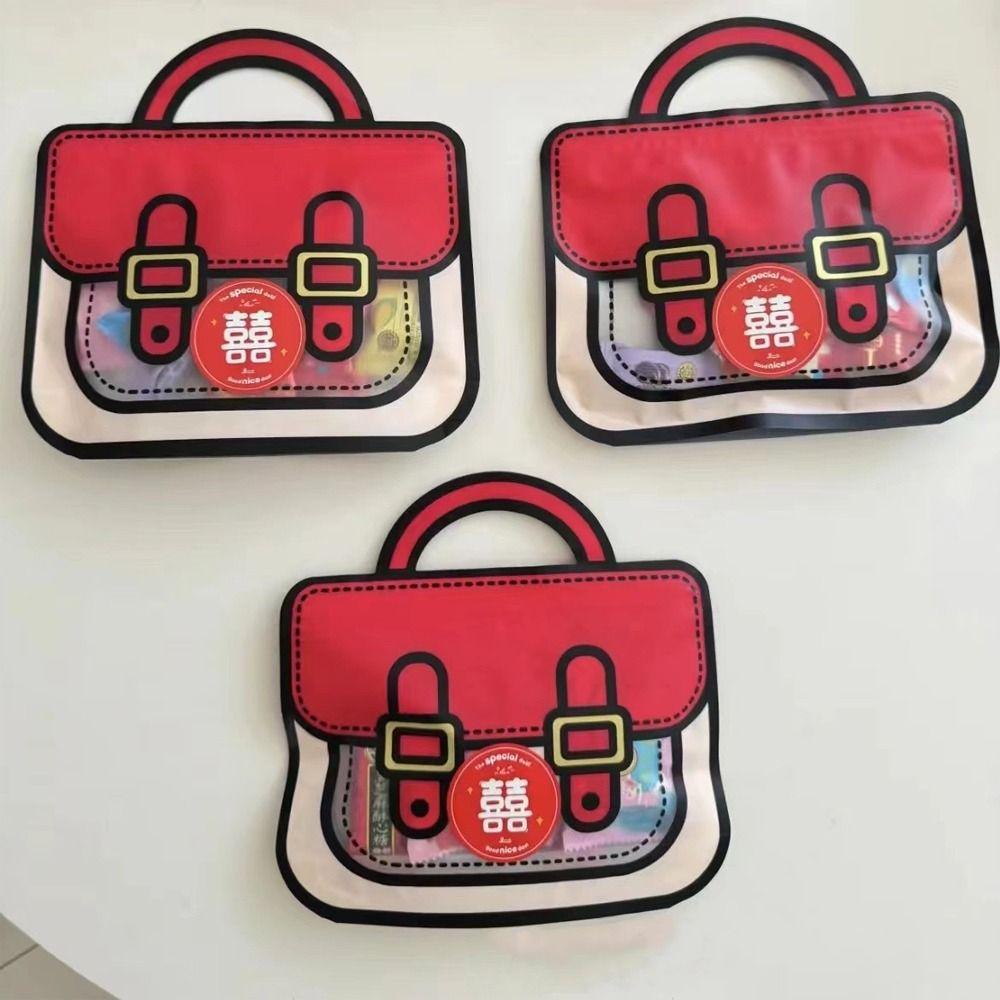 10pcs Cute Wedding Zipper Bag Plastic Candy Bag School Bags Shape Gift Bag  Holiday Party Decor