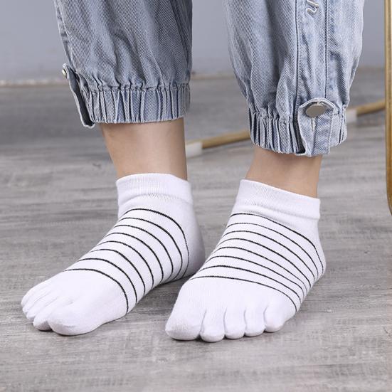 1 Pair Women Socks Five-Toed Split-Toe Design Anti-Odor Sweat-Absorbent Shallow Mouth Socks Sports Daily Wear