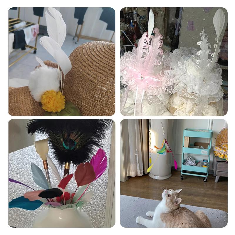 14-20cm Goose Feathers Bulk 25pcs Long Decoration Thin Plumas White Black Mixed Colors Plume For Crafts Hat Vases Carnival House