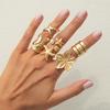 6Pcs Vintage Boho Ocean System Rings Set Shell Pearl Starfish Open Ring for Women Irregular Geometric Knuckle Ring Party Jewelry
