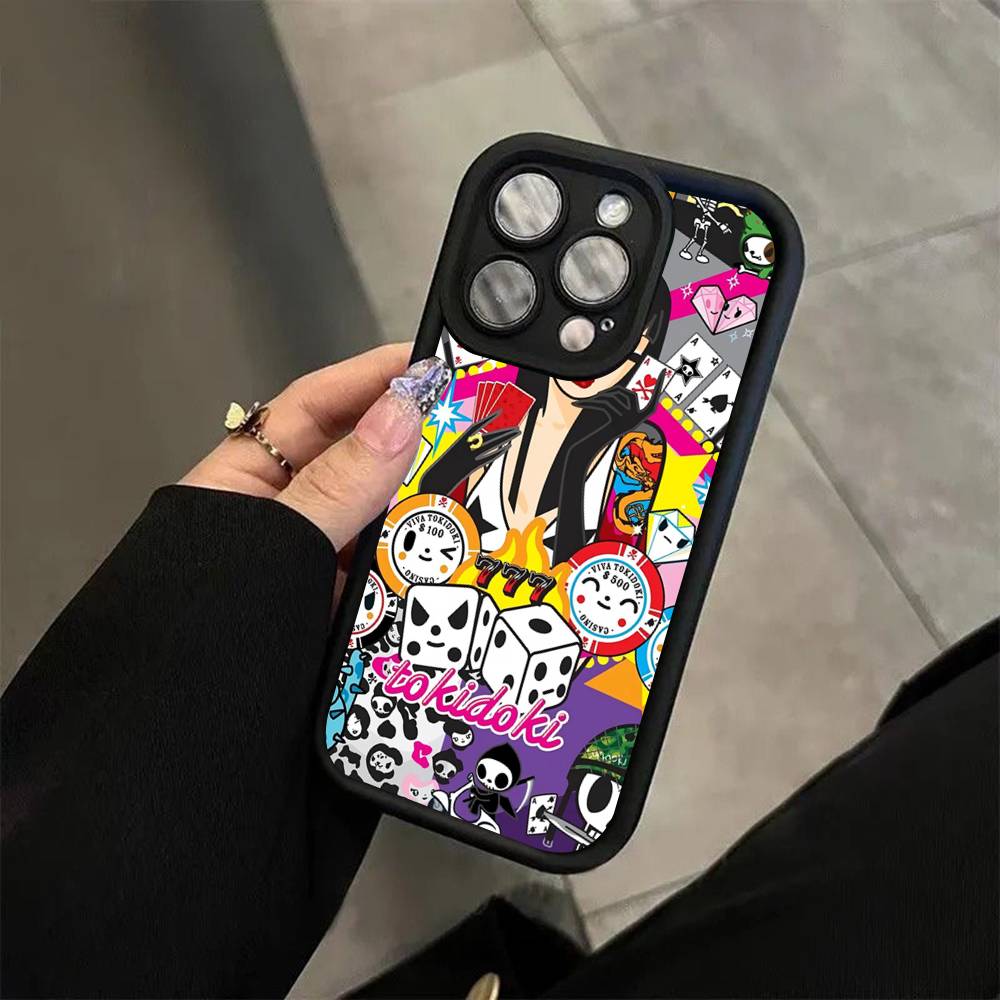 Japan Tokidokis For iPhone 17 16 15 14 13 12 11 Pro Max Plus Black Full Coverage Soft Funda Silicone Cover