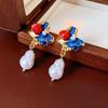 Vintage Silver Pearl Stud Earrings - Elegant Light Luxury Court Style