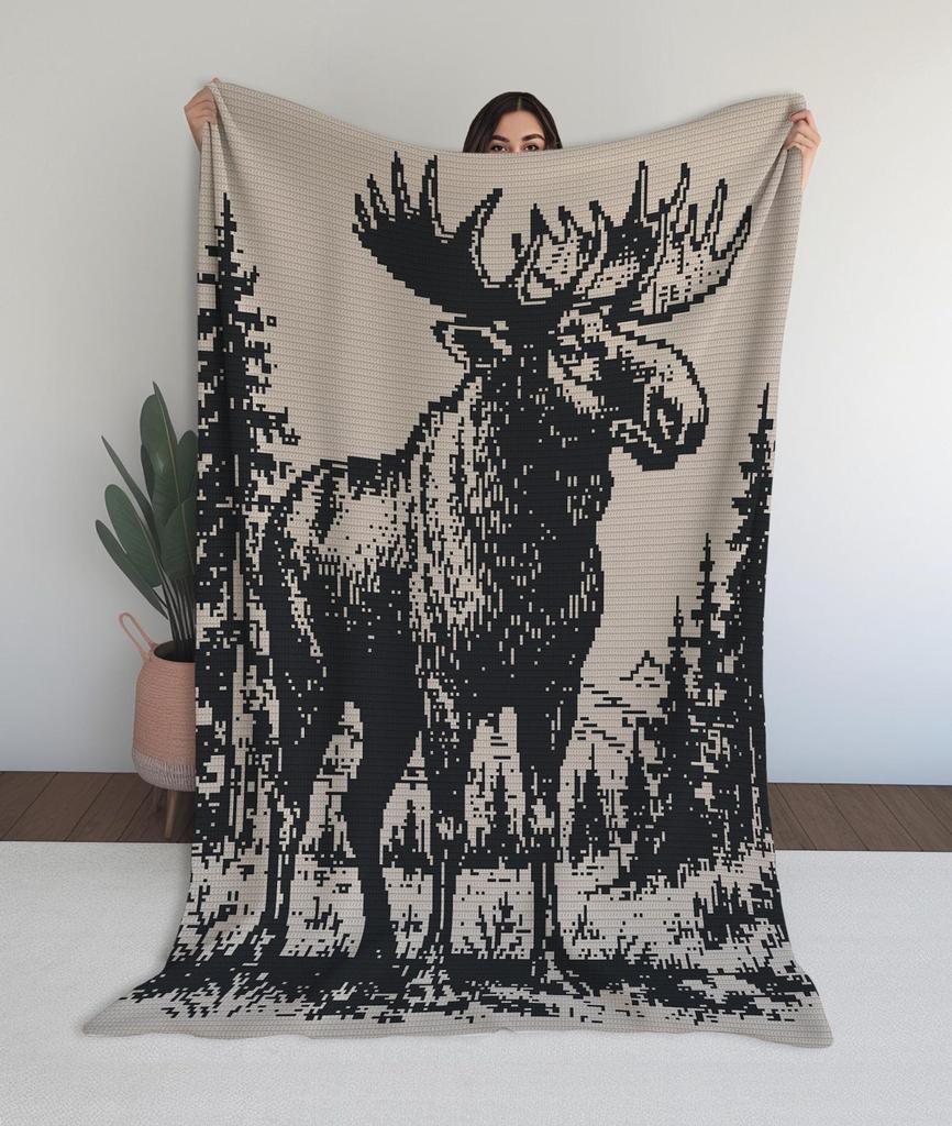 Majestic Moose Mosaic Crochet Blanket Pattern Afghan (PDF)