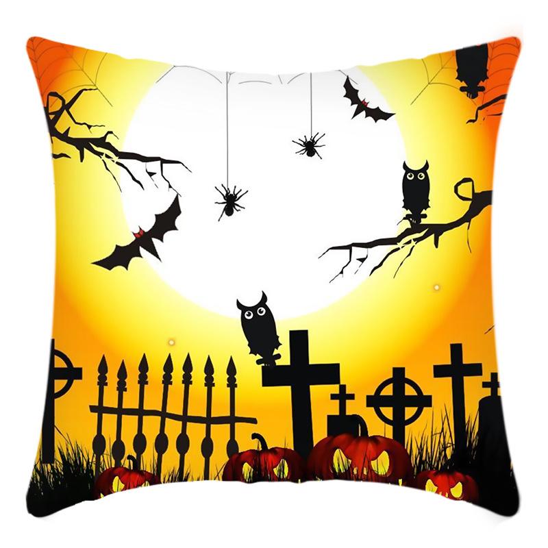 

Новая наволочка на Хэллоуин с принтом тыквы, силуэтом ночного замка, украшение для дома, фестивальная наволочка 45 * 45Cm pillowcase