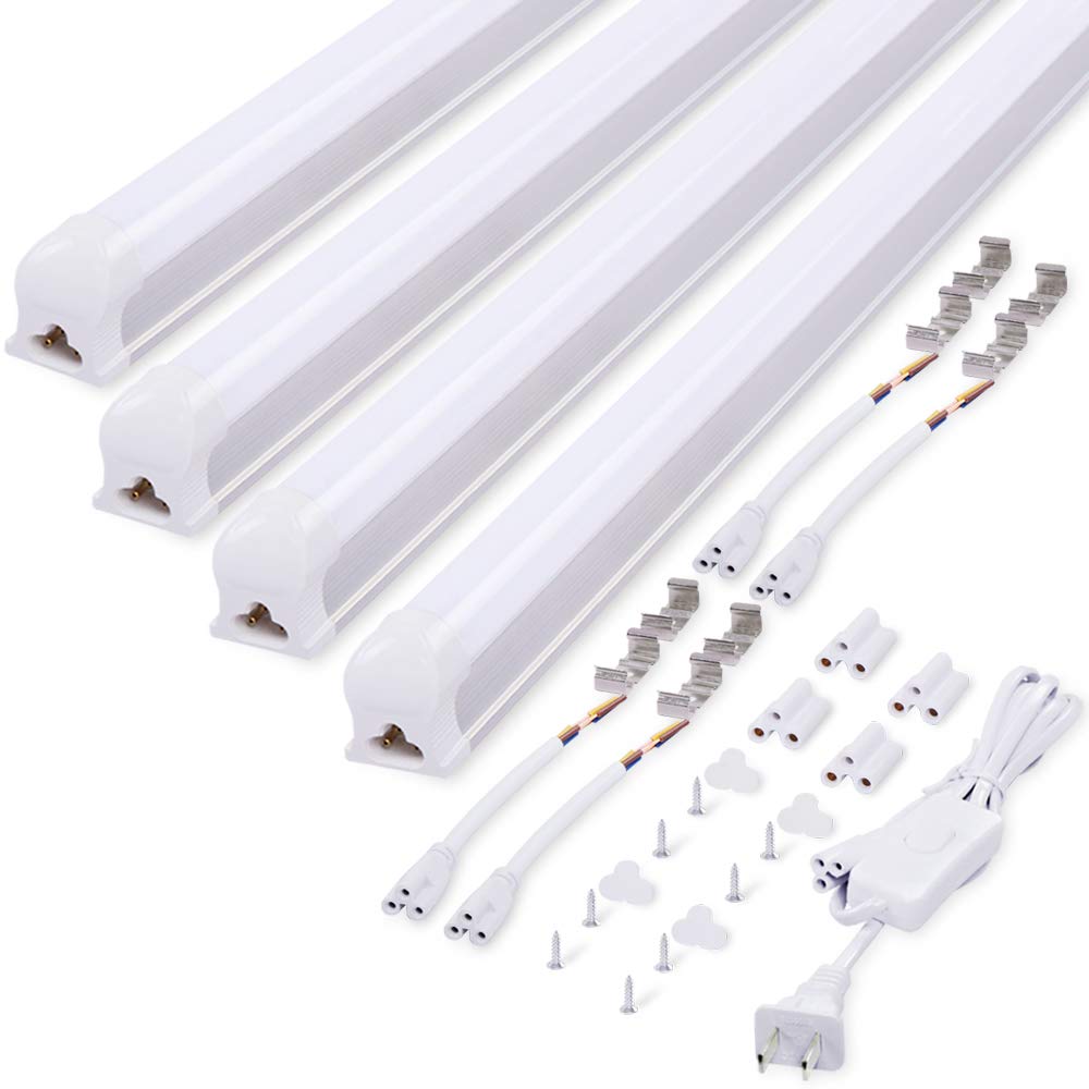 

No wiring required. High-brightness, integrated LED fluorescent light fixture, 40W, 2600LM, 18W power consumption, 6000K daylight color, 1.5m wiring