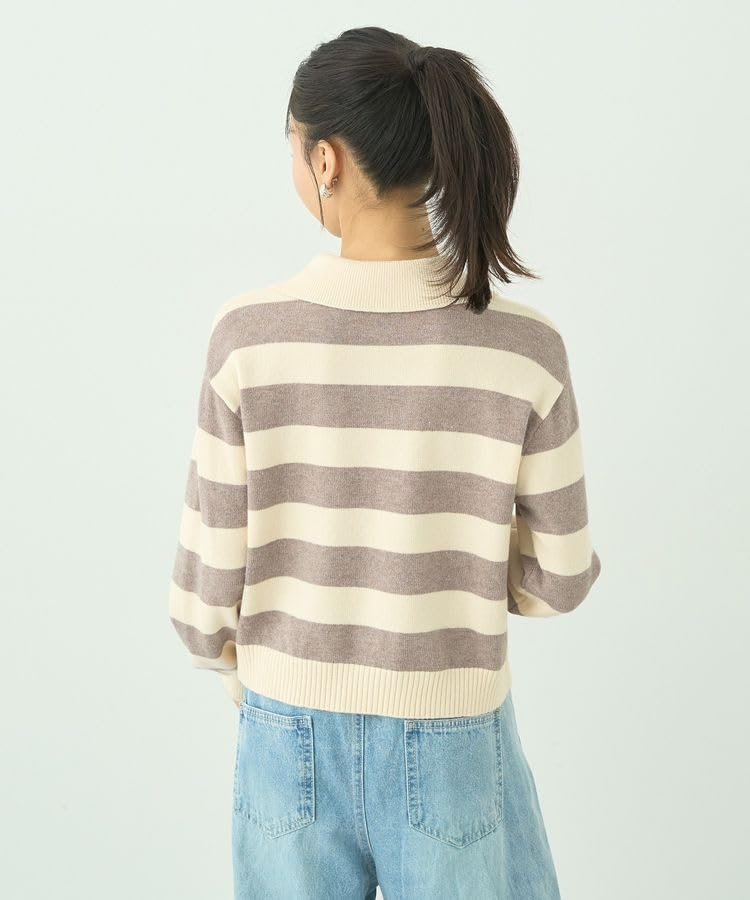 Earth Music Ecology Rugby Knit Sweatshirt In Ivory Stripes & Women's