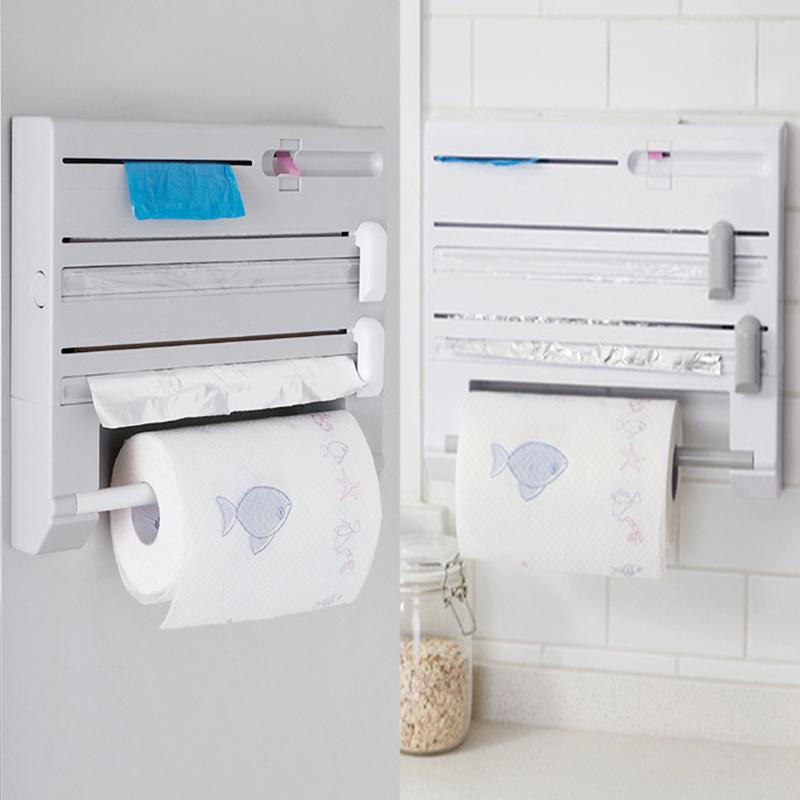 Details about / Cling Film and Kitchen Foil Dispenser Paper Towel Roll Holder Wall Mounted Rack