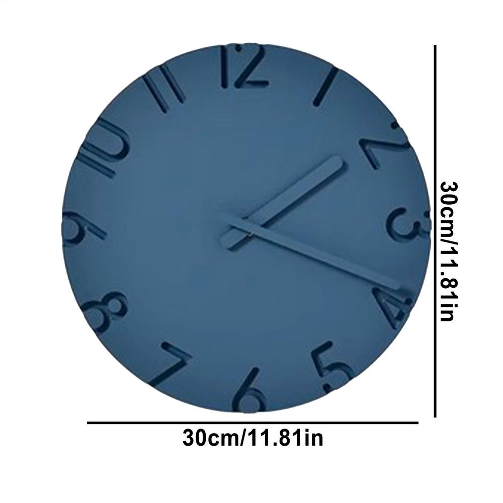 Round Wall Clock 12-Inch 3D Number Cement Texture Clock Modern Wall Decoration For Living Room Kitchen Farmhouse Office Bedroom