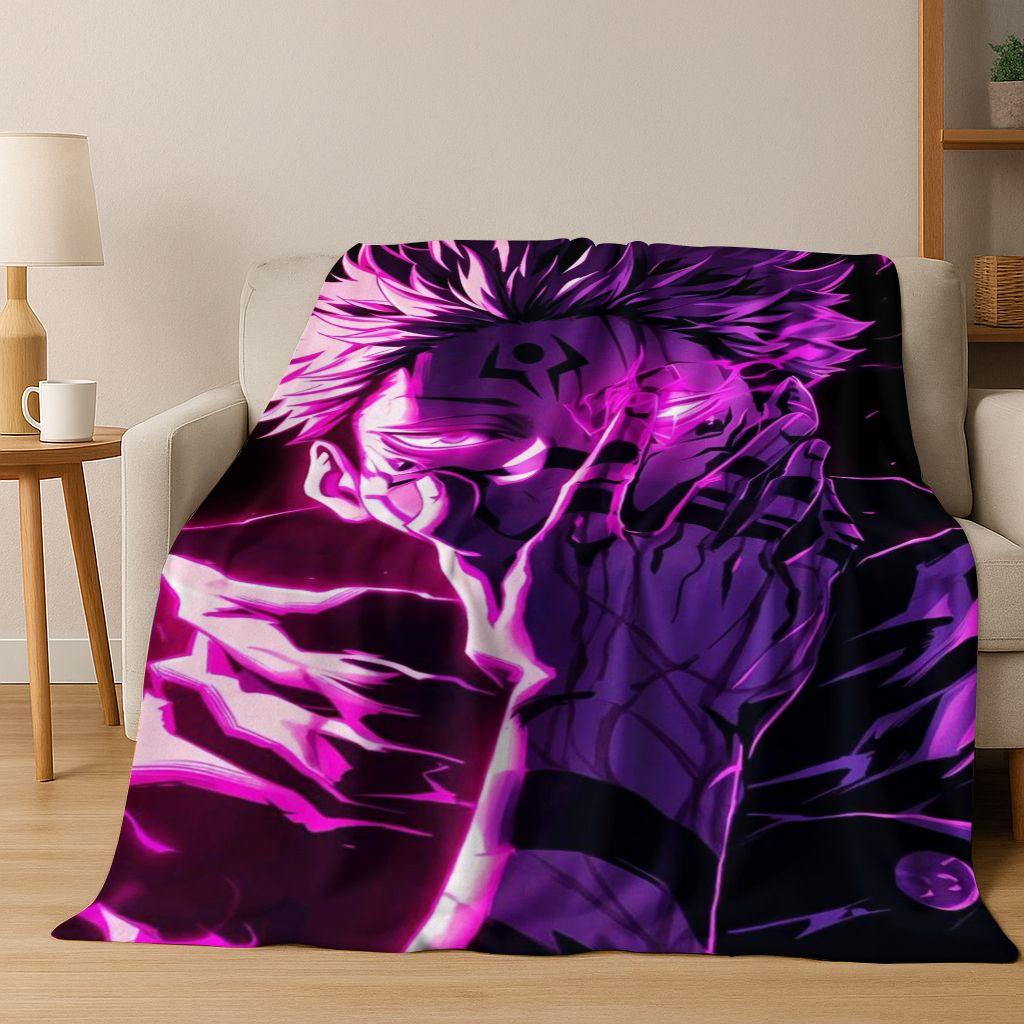 Anime Jujutsu Kaisen Yuji Satoru Cartoon Flanelldecke, Gemütliche Weiche Überwurfdecke für Zuhause Schlafzimmer Bett Sofa Picknick Abdeckung Geschenk Kind