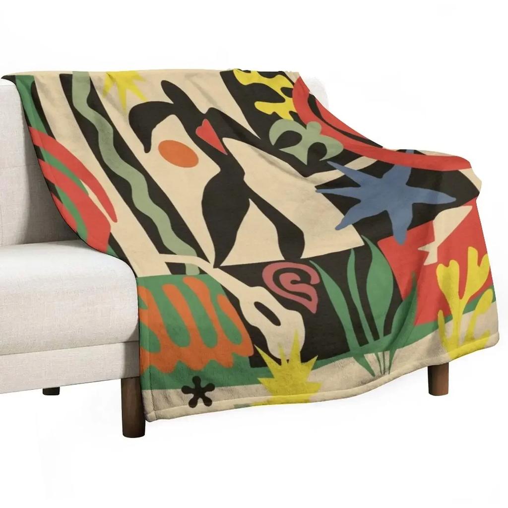Inspired by Matisse (Vintage) Throw Blanket Flannel Plaid Large Luxury Brand Bed linens Picnic Blankets