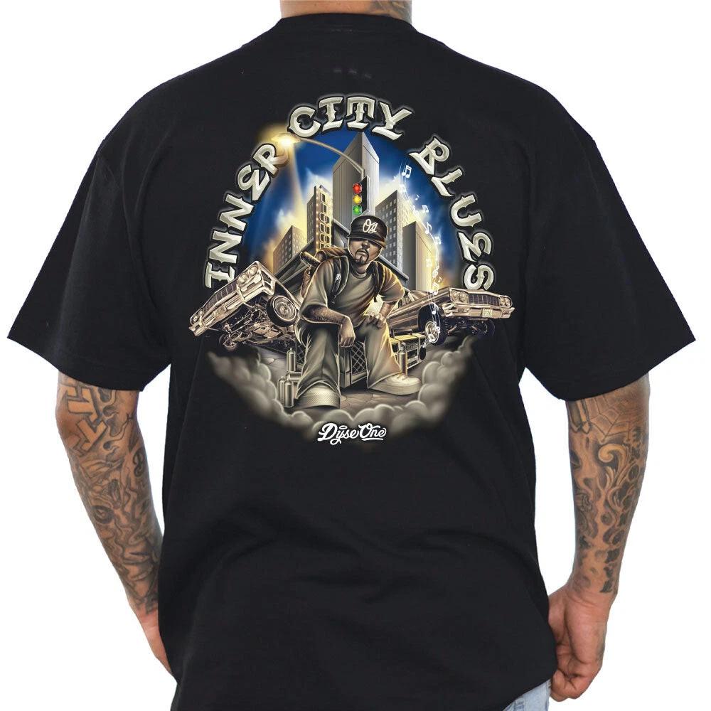 Dyse One City Blues Black T-Shirt - Chicano Lowrider Streetwear XL