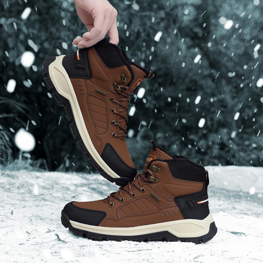 TUINANLE Winter Men Boots Fur Warm Snow Boots Men Hiking Shoes Work Ankle Booties Outdoor Men's Sneakers Footwear